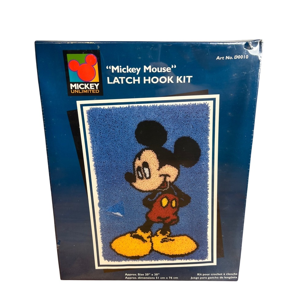 Vintage Caron Int Mickey Mouse Latch Hook Kit 20x30 DIY Craft Disney NEW Sealed
